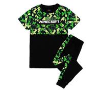 (8-9 Years, Green/Black) Minecraft Boys Creeper Short-Sleeved Long Pyjama Set