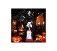 8.9FT Halloween Inflatable Grim Reaper with Scream Mask & Zombie Head, Outdoor Yard Decor with LED Lights Living and Home Black One Size