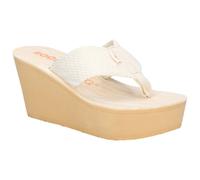 (8 (Adults')) Diver Webbing | Cream | Ladies Platforms Wedge Flip-Flops