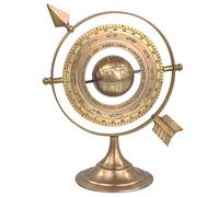 8" Antique Brass Armillary Sphere With Sundial Arrow | Nautical Maritime Astrolabe Engraved Astrological Star Signs Globe | Home Decor Center Piece Ideas | Vintage Collectible Gifts
