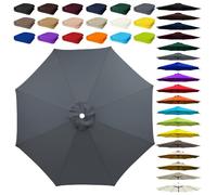 8 Arms Umbrella Replacement Cloth, Parasol Replacement Canopy, Polyester Fabric Parasol Canopy Cover, Breathable, UV Protective, for Garden, Market, Pool, Patio(Grey,8 ribs: 3.5m/11.5ft)