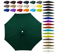 8 Arms Umbrella Replacement Cloth, Parasol Replacement Canopy, Polyester Fabric Parasol Canopy Cover, Breathable, UV Protective, for Garden, Market, Pool, Patio(Dark Green,8 ribs: 3.0m/9.8ft)
