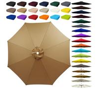 8 Arms Umbrella Replacement Cloth, Parasol Replacement Canopy, Polyester Fabric Parasol Canopy Cover, Breathable, UV Protective, for Garden, Market, Pool, Patio(Khaki,8 ribs: 2.5m/8.2ft)