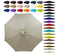 8 Arms Umbrella Replacement Cloth, Parasol Replacement Canopy, Polyester Fabric Parasol Canopy Cover, Breathable, UV Protective, for Garden, Market, Pool, Patio(Beige,8 ribs: 2.5m/8.2ft)