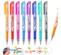 8 Assorted Colours Erasable Gel Pens, 0.5mm Fine Point Rub Out Pens with Rubbers on the End, Heat Friction Erasable Ink Pens for Smooth Writing, School Office Supplies & Gifts for Teachers Students