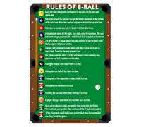 8 Ball Billiard Rules 8 Ball Billiards Pool Table Room Decoration Metal Tin Sign Wall Sign Home Bedroom Coffee Shop Sign Vintage Plaque Kitchen Home Wall Decor 8x12 Inch