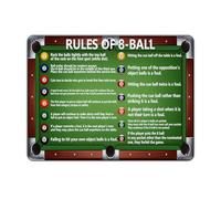 8 Ball Billiards Metal Sign Billiards Vintage Tin Signs Ball Billiard Rules Pool Table Room Decoration for Wall Home Bedroom Coffee Shop Decor 12 * 16in