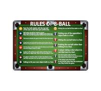 8 Ball Billiards Metal Sign Billiards Vintage Tin Signs Ball Billiard Rules Pool Table Room Decoration for Wall Home Bedroom Coffee Shop Decor 12 * 8in