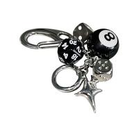 8 Ball Keychain Bag Charm, Metal Retro Dice Pendant Bag Charm, Aesthetic Keyring for Women Men, Cute Cool Accessories, Lucky Char-m Key, Fashion Ornaments for Cell Phone, Backpack, Purse