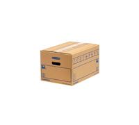 8 BANKERS BOX Large Strong Moving Boxes, 39L C-Flute SmoothMove Cardboard Boxes, Heavy Duty Boxes for Moving House with Handles, 47cm x 32cm x 26cm