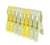 8 Beach Towel Clips - Spring Mechanism, PP Material, 11cm x 2cm x 6cm, Assorted Jumbo Pegs Rainbow Colours, Great for Keeping Towels in Place (8 Pack - Yellow & Mint)