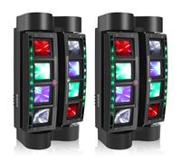 8 Beam RGBW Moving Head Light, LED DJ Stage Light with 25 Lighting Effects, DMX512 & Sound Activated Disco Lamp with 180° Pan, 7/15CH Beam Light for Party, Club, Wedding 2pcs