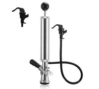 8" Beer Keg Pump Draft Beer Dispenser Tap, European S System Sankey Beer Keg Party Pump 8'' Picnic Keg Hand Pump with PVC Beer Faucets, Beer Line & 2 Hose Clamps, Kegerator Beer Pump for Homebrew