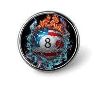 8 Billiards U.S.A. Flag Flame Waves Enamel Lapel Pin Round Badge Brooches for Women Men Jewelry Backpack Hats Decor