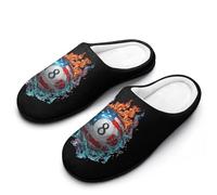 8 Billiards U.S.A. Flag Flame Waves Men's Slippers House Slipper Anti-skid Sole Indoor Shoes Outdoor Comfort Cotton