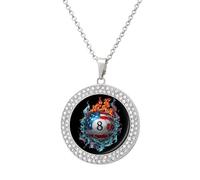8 Billiards U.S.A. Flag Flame Waves Womens Pendant Necklace Sliver Gold Charms Necklaces Circle Fashion Jewelry