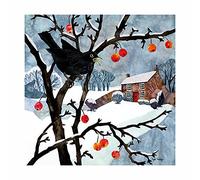 8 Bird on a Branch Christmas Cards - Blackbird and Crabapples by Kate Findlay