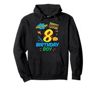 8 Birthday Boy Comic Cool 8th Bday Superhero Party Boys Kids Pullover Hoodie