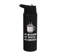 8 Bit Coffee Mug +5 Wisdom +9 Speed +8 Energy Stainless Steel Insulated Water Bottle