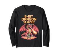 8-Bit Dragon Slayer - Retro Pixel Art Fantasy Gaming Long Sleeve T-Shirt
