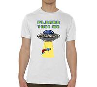 8 Bit Pixel Art Alien Abduction UFO Men's T-Shirt Medium White