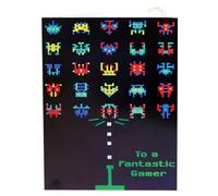 8-Bit Space Monsters Gamer Birthday Card A5 with Envelope - Blank message inside for Son Daughter Teen adult Friend Niece Nephew Video Gaming Retro Family Brother Congratulations Selling (1 Pack)