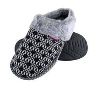 Dunlop Ladies Cosy Memory Foam Open Back Knitted Slippers (6 Sizes) - 8 UK - Pink Checked