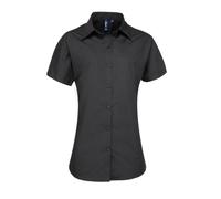 (8, Black) Premier Womens/Ladies Supreme Heavy Poplin Short Sleeve Work Shirt