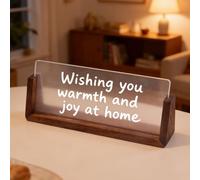 8”Blank Acrylic LED Display Base, For Engraving Craft Project Light U-Shaped Lamp, Illuminated Night For Desk Cabinet Bedroom Decoration(Walnut,203 * 80mm)