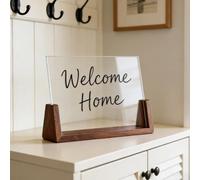 8”Blank Acrylic LED Display Base, For Engraving Craft Project Light U-Shaped Lamp, Illuminated Night For Desk Cabinet Bedroom Decoration(Walnut,203 * 150mm)