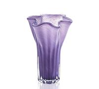 8'' Blown Glass Flower Vase for Home Wedding Modern Centerpieces Decorative (Purple)
