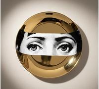 8" Bone China Decorative Plate with 24K Gold Decal - Italian-Style Modern Art Dish, Elegant Platter for Tabletop, Shelf, or Wall Décor - Gift-Ready with Hanging Hook & Stand (Golden Gaze)