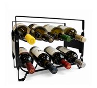 8 Bottle Metal Wine Rack - Black