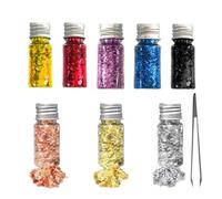 8 Bottles Gold Foil Flakes Leaf Gold Leaf Flakes Imitation Gold Leaf Set with Tweezer Foil Flakes Metallic Gilding Paper Inedible for Nails Art,Painting,Crafts,Resin Jewelry Making Decoration