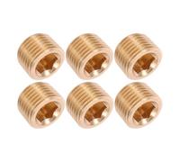 /8 Brass Npt Male Plug Fitting 6pcs Hexagon with Internal | External Thread Seal for Unused Ports, Golden Brass Finish, Maintenance and Repair Use, Six Pieces