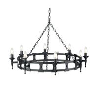 8 Bulb Chandelier Hanging Pendant LIght Black LED E14 60W Bulb
