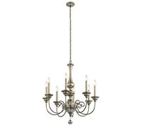 8 Bulb Chandelier Hanging Pendant LIght Sterling Gold LED E14 60W Bulb