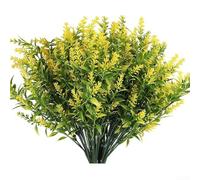 8 Bundles Artificial Lavender Flowers Fake Plants Decor Vine Hanging Outdoor Home Garden Purple White Rose Red Yellow UV Resistant Plastic Stems 34cm(yellow)