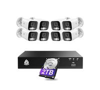 8 Camera CCTV System, Smart 5MP 8CH PoE Camera Kit, 8PCS Wired PoE IP Cameras Outdoor, Person/Vehicle Detection, 4K 8CH NVR with 2TB HDD, Spotlight & Siren, 2-Way Talk, 24/7 Continuous Recording