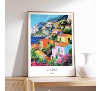 8 Capri Poster Italy Poster Mediterranean Poster Coastal Decor Ocean Poster Capri Travel Print Poster A5 - Wall Art Home Decor Movie Poster Canvas Film Cinema Retro Vintage Cult Classic Nostargic Sag