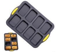 8 Cavities Mini Loaf Pan Made Of Silicone With Reinforced Metal Frame, NonStick For Easy Release, For Baking Brownies, Bread, Muffins
