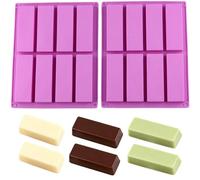 8 Cavity Large Rectangle Granola Bar Silicone Cholcoate Moulds Nutrition Cereal Bar Mould for Chocolate Truffles Ganache Bread Brownie Cornbread Cheesecake Pudding Set of 2