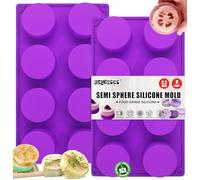 8-Cavity Round Silicone Mold for Soap, Cake, Bread, Cupcake, Cheesecake, Cornbread, Muffin, Brownie, and More (2 Pack)