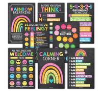 8 Chalkboard Calming Corner Posters For Classroom Must Haves For Teachers - Calm Down Corner Supplies Elementary, Feelings Chart For Kids Ages 4-8, Emotions Chart For Kids, Calming Corner Items Kids