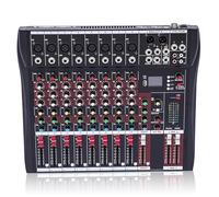 8 Channel Audio Mixer - Professional DJ Sound Board Console with Bluetooth, USB, MP3 Input, and 48V Phantom Power for Stereo Recording and Audio Production