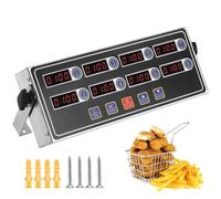 8-Channel Digital Cook Timer, Commercial Stainless Steel Restaurant Timer for Multi-Tasking, with Ultra-Large LED Display, Loud Adjustable Alarm, Precise Countdown, 11.8 x 4.3 x 1.6 in