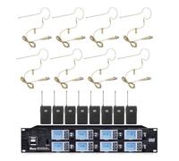 8 Channel UHF Wireless Microphone System Single Earset Mic for Film Making