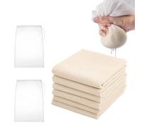 8 Cheese Cloths for Straining,Cheesecloth,Muslin Cloths for Cooking, Set with Six Filter with Sizes of 40x40cm and 50x50cm, Two 100 Mesh Filter Bags, Ideal for Cheese Making