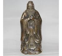 8" Chinese Copper Archaian Educator Confucius Confucianism KongZi Bronze Statue