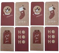 8 Christmas Kraft Money Wallets with Envelopes - Festive Gift Card Holders, Cash & Voucher Wallets - 4 Rustic Holiday Designs